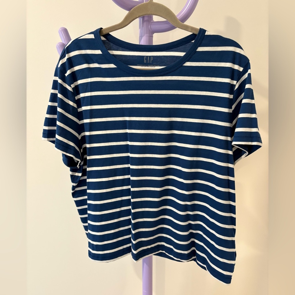 GAP Blue and White Striped Tee